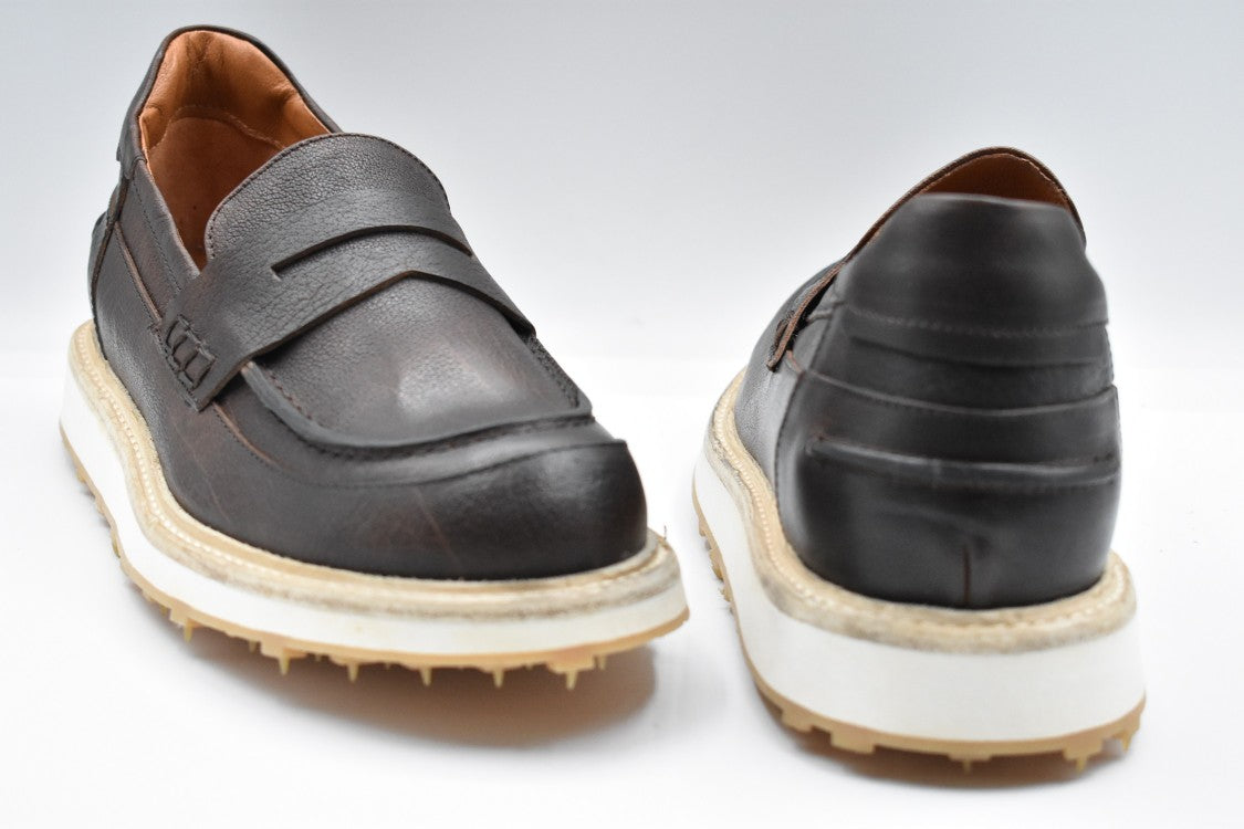 Ernesto Dolani Beige Moccasin Shoes With Penny Strap Design