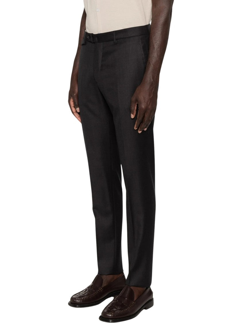 Tagliatore Black Pocket Belt-Loop Wool Formal Pants