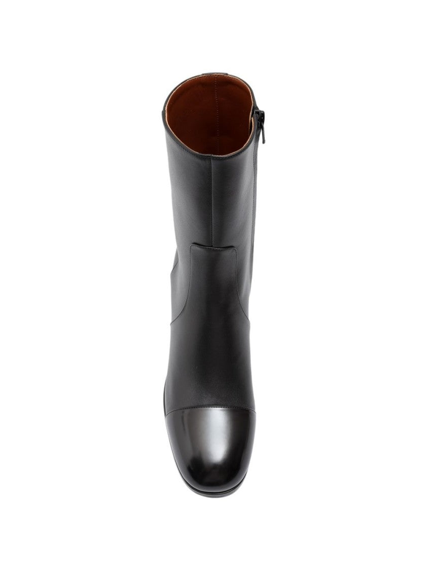 Valentino Garavani Sleek Leather Low-Block Heel Ankle Boots