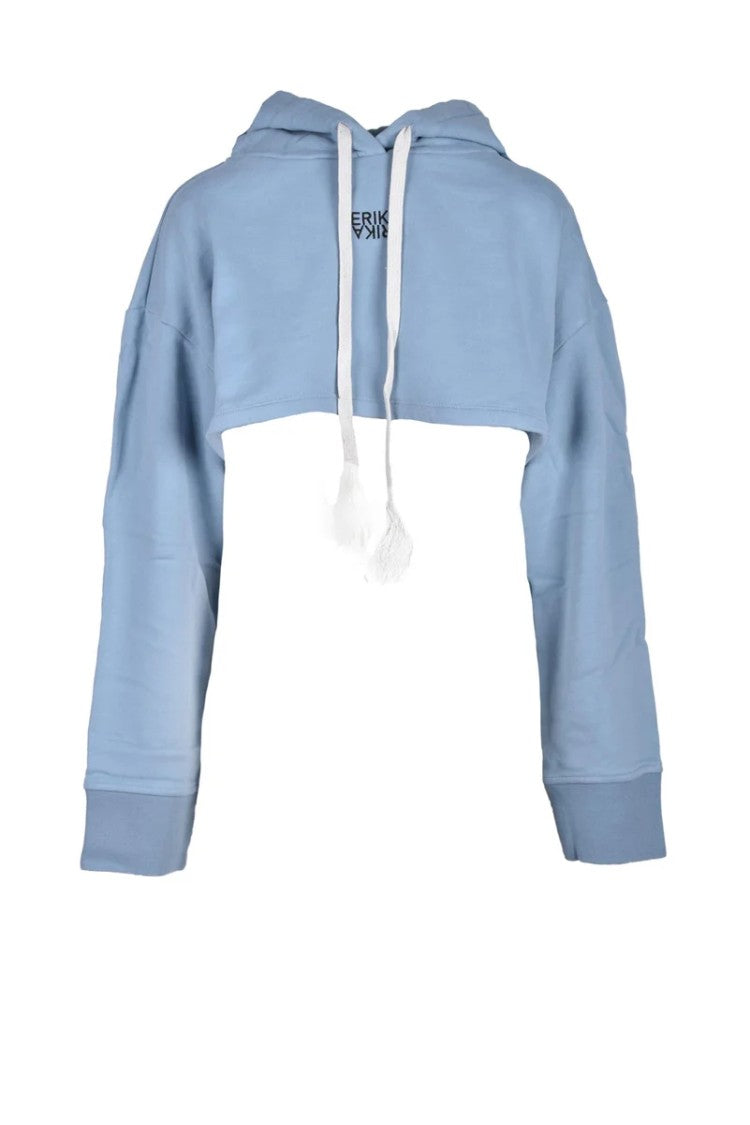 Erika Cavallini Blue Hooded Cotton Sweatshirt