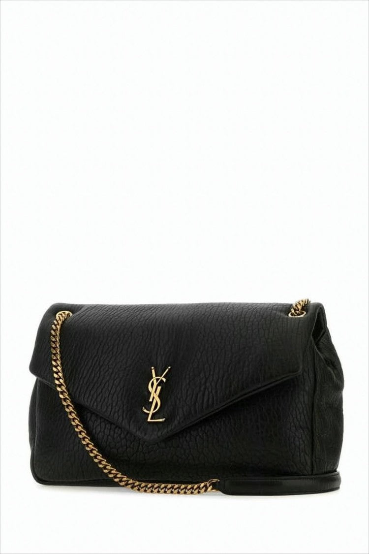 Saint Laurent Textured Lambskin Crossbody Bag With Logo Emblem