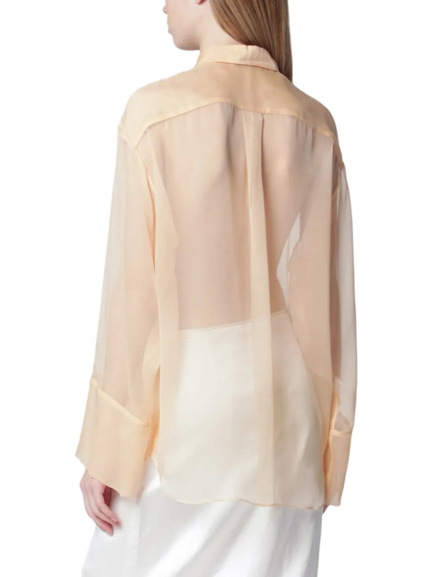 Alberta Ferretti Sheer Long-Sleeved Blouse With Classic Collar And Relaxed Silhouette