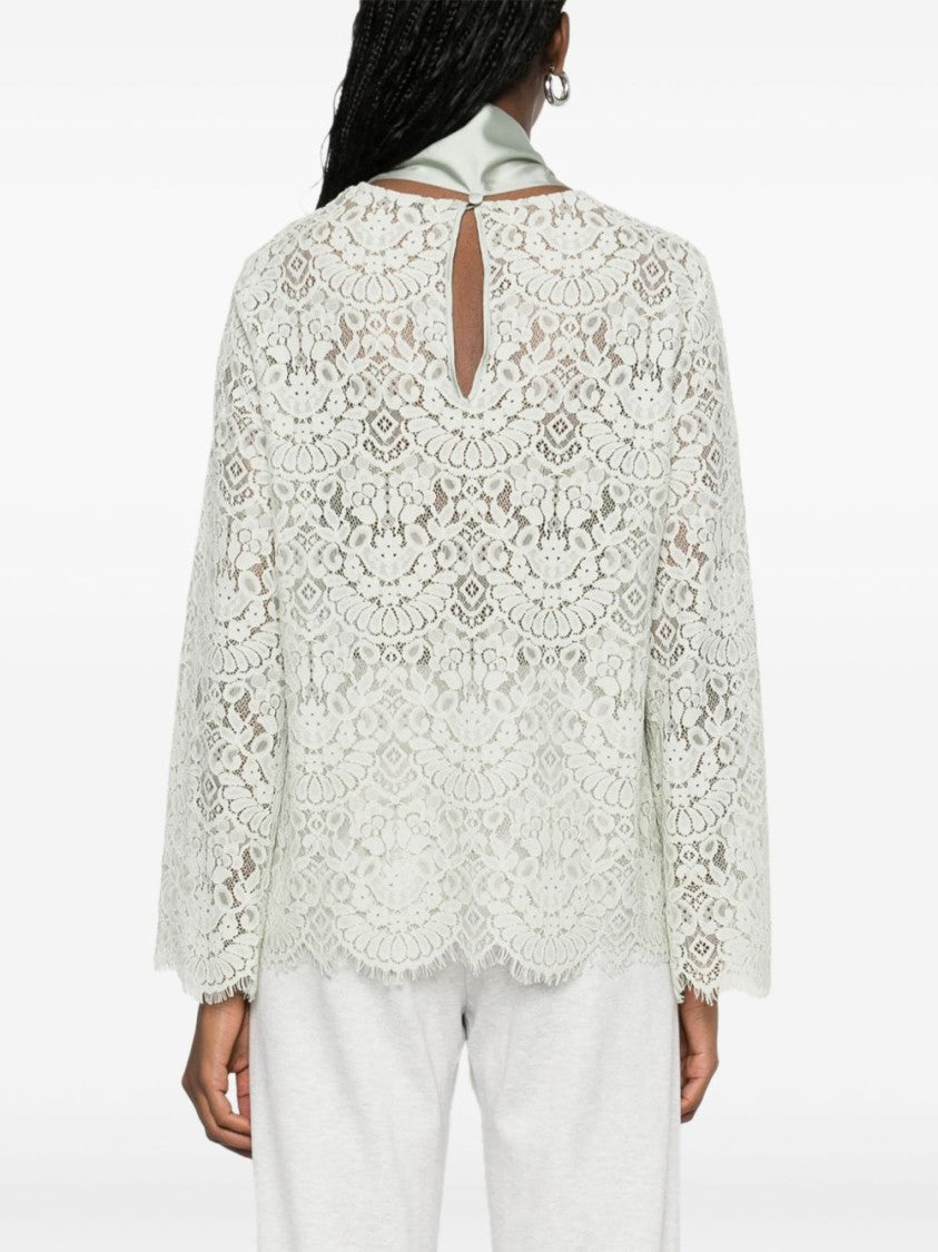 Dexterior Green Shirt With Delicate Lace Overlay