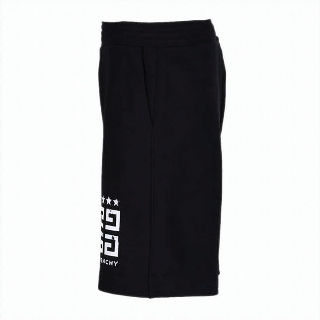 Givenchy Relaxed Fit Black Cotton Shorts With Bold Graphic Print