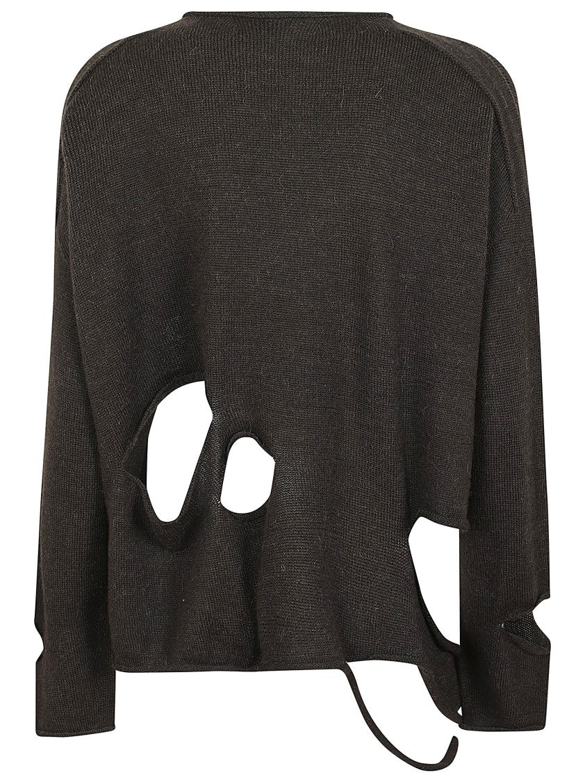Yohji Yamamoto Round Neck Sweater With Strategic Cutouts