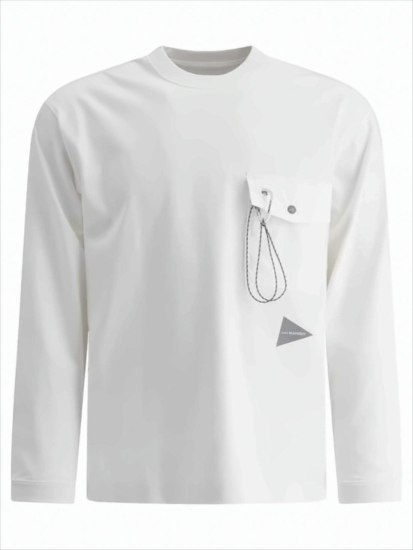 And Wander Minimalist Long-Sleeve Cotton T-Shirt With Chest Pocket