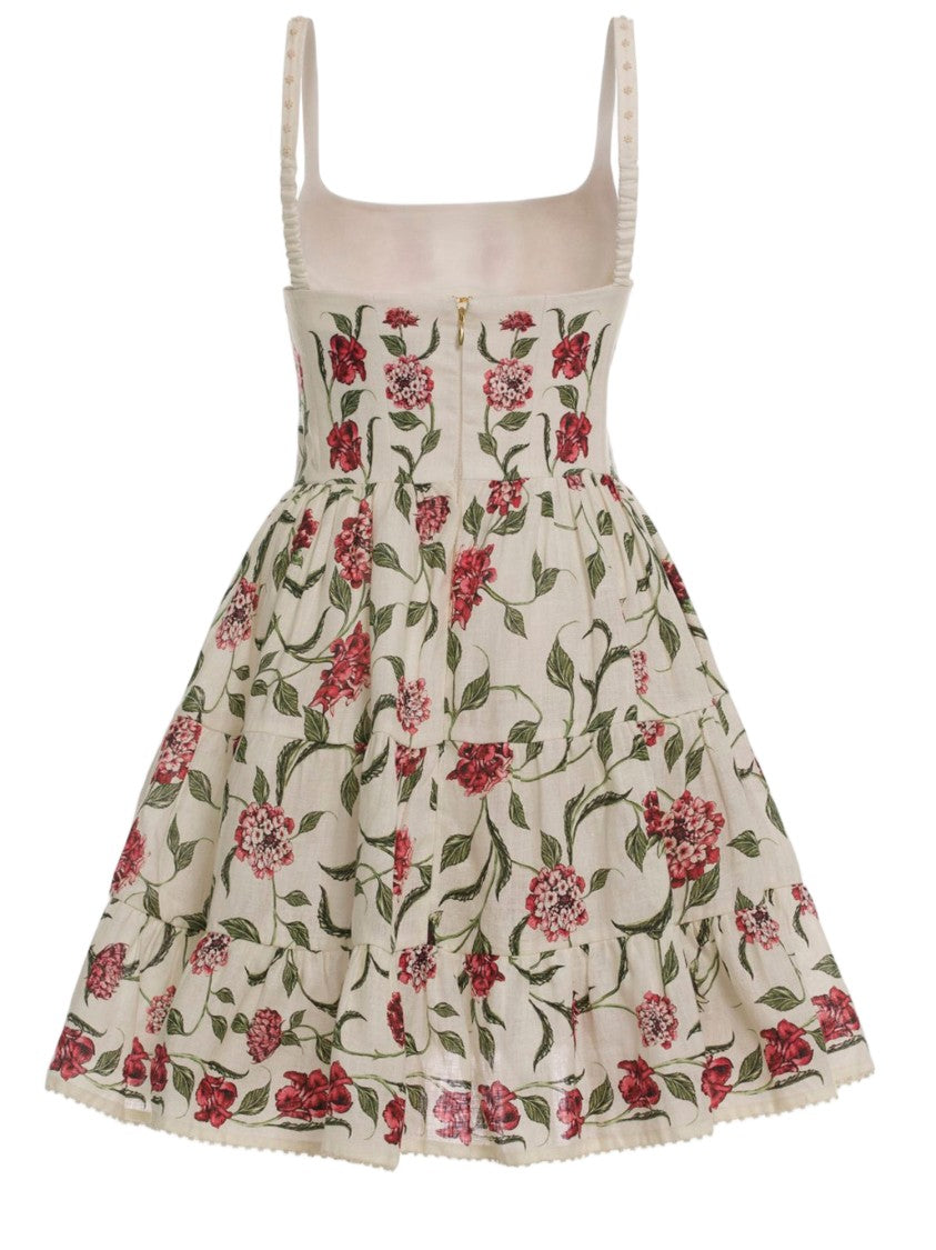 Agua By Agua Bendita Floral Mini Dress In Lightweight Linen