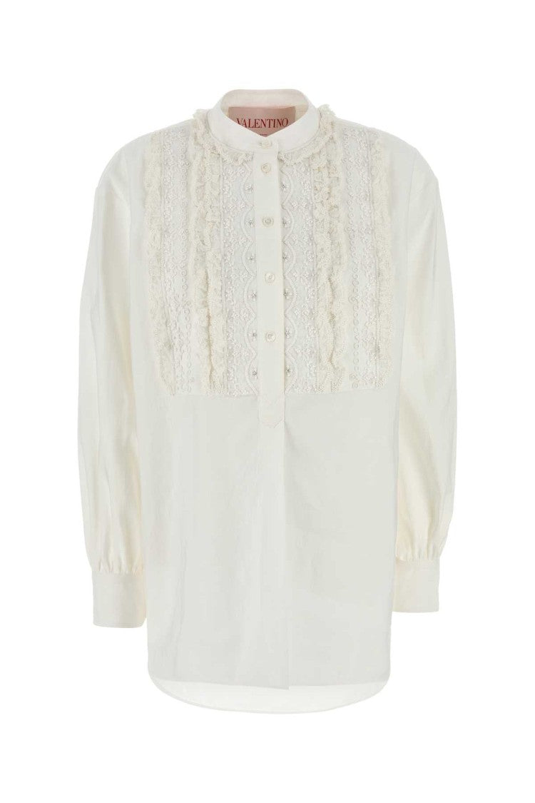 Valentino Garavani White Cotton Blend Blouse