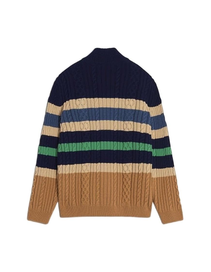 Maison Kitsuné Textured Zip-Up Cardigan With Ribbed Detailing