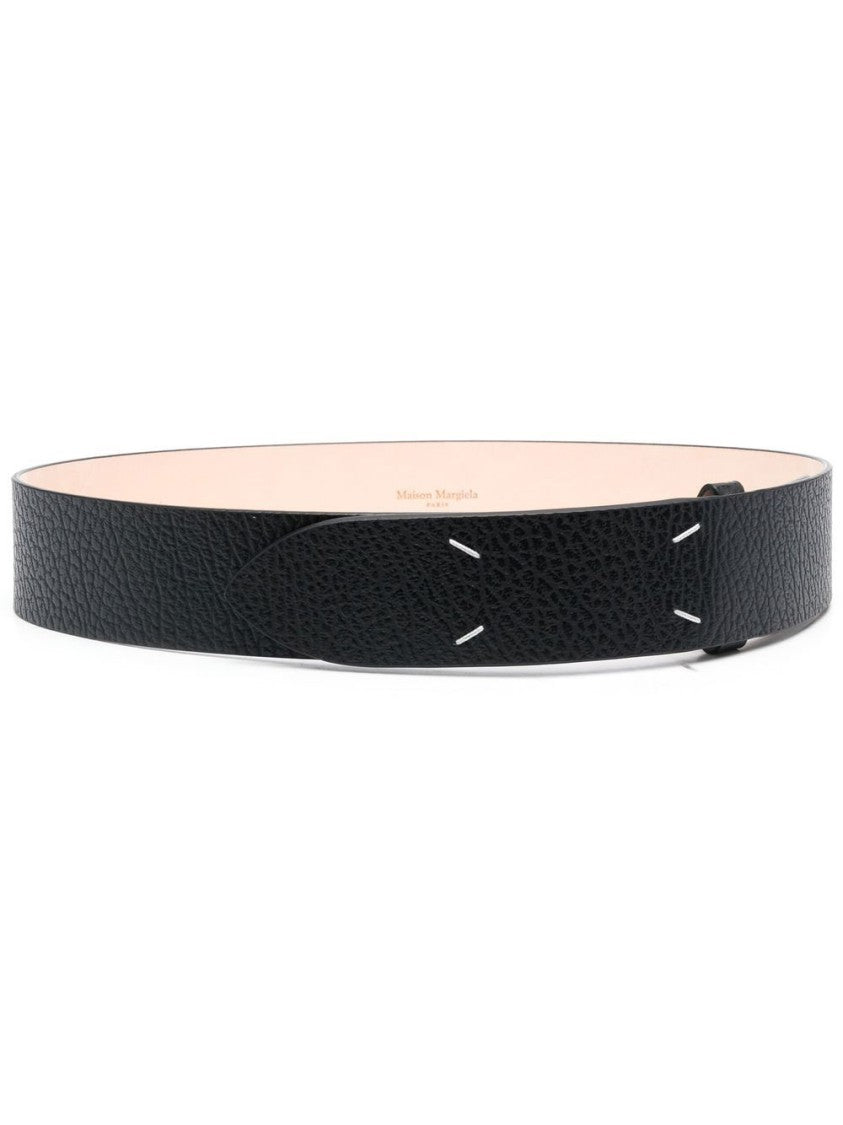 Maison Margiela Textured Calf Leather Belt With Design