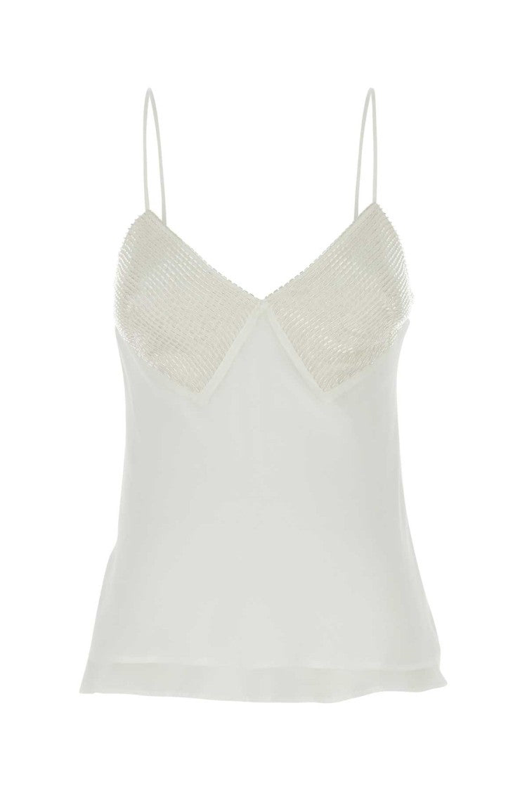 Max Mara White Georgette Opache Top