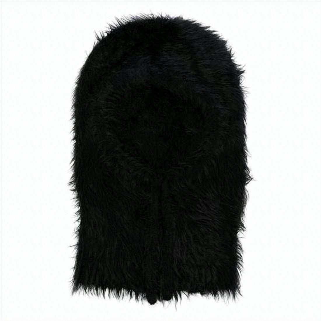 Marine Serre Plush Black Balaclava-Style Hat With Crescent Moon Emblem