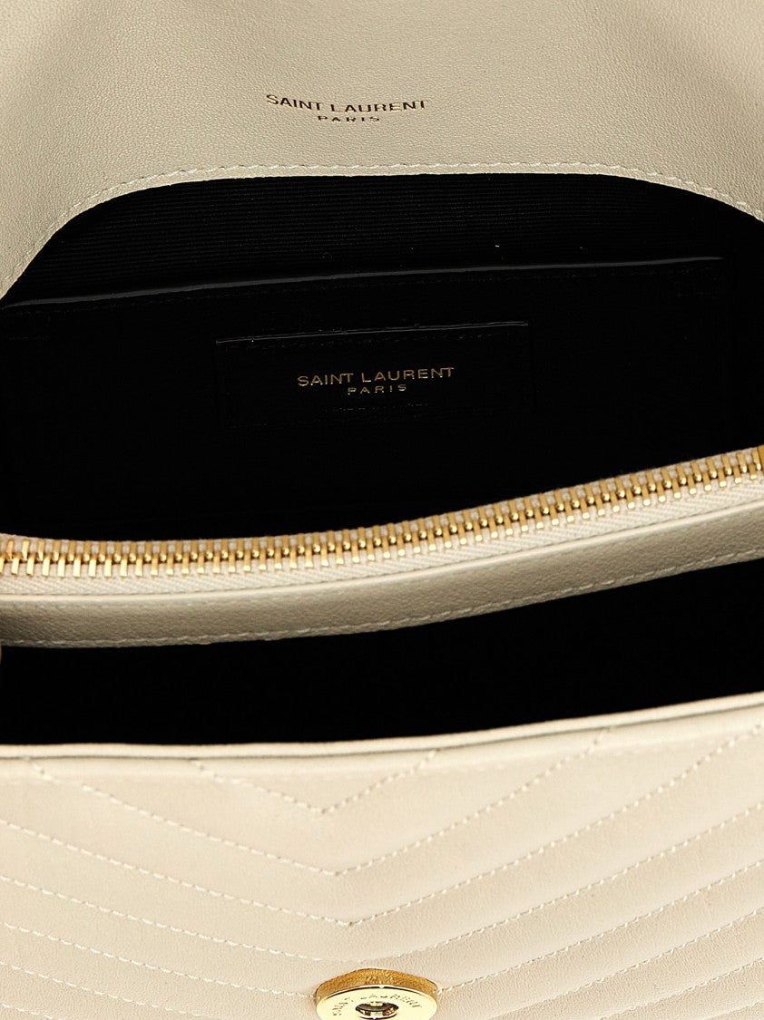 Saint Laurent Quilted Leather Crossbody Bag With Chevron Pattern