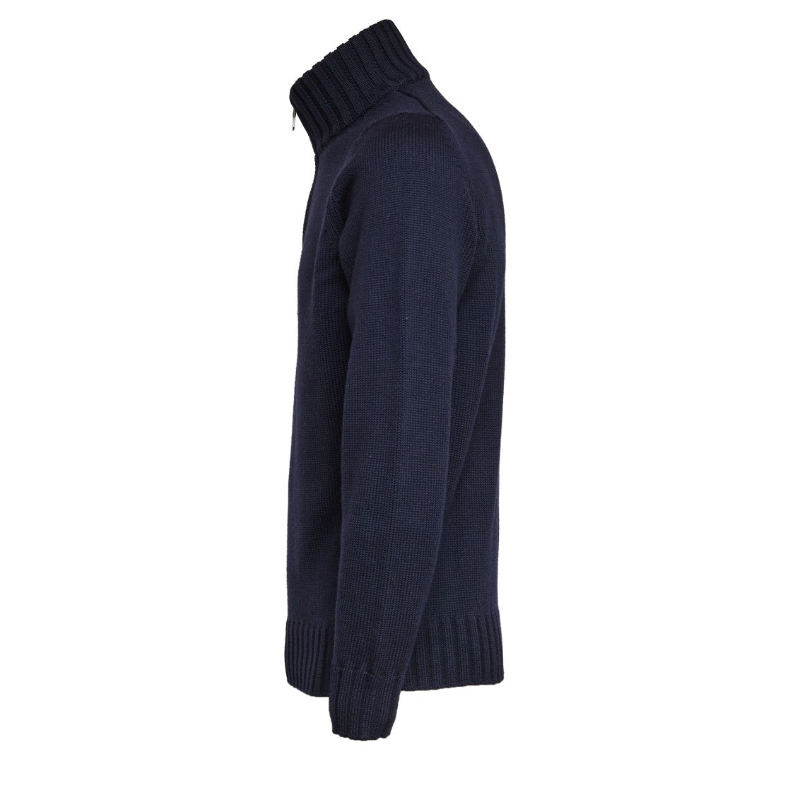 Filippo De Laurentiis Merino Wool Half-Zip Knitwear With Ribbed Details