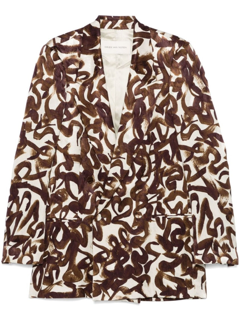 Dries Van Noten Abstract-Print Tailored Blazer With Notched Lapel