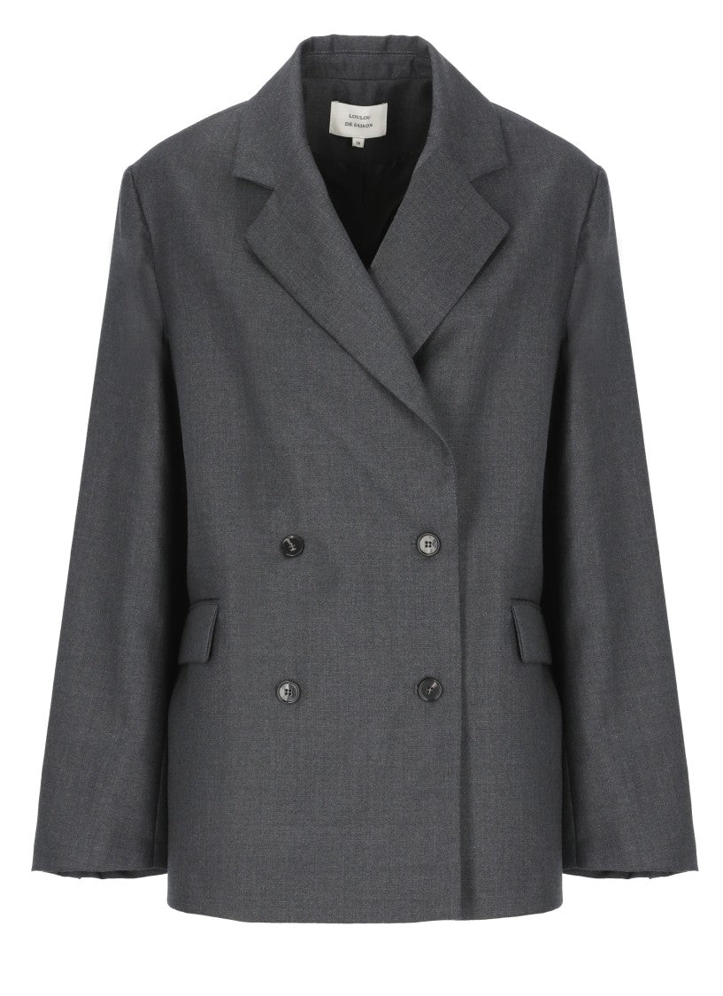 Loulou De Saison Wool Double-Breasted Grey Loulou De Saison Blazer