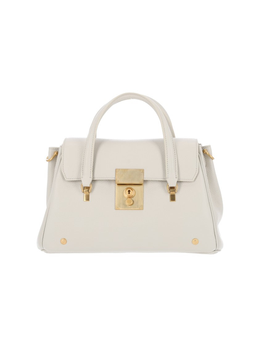 Thom Browne Bolton White Leather Studded Small Tote Bag