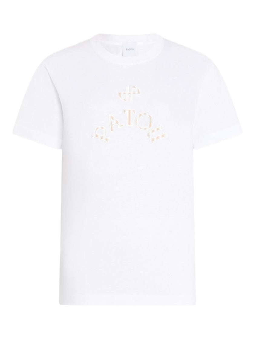 Patou White Logo Embroidery Short Sleeve Top
