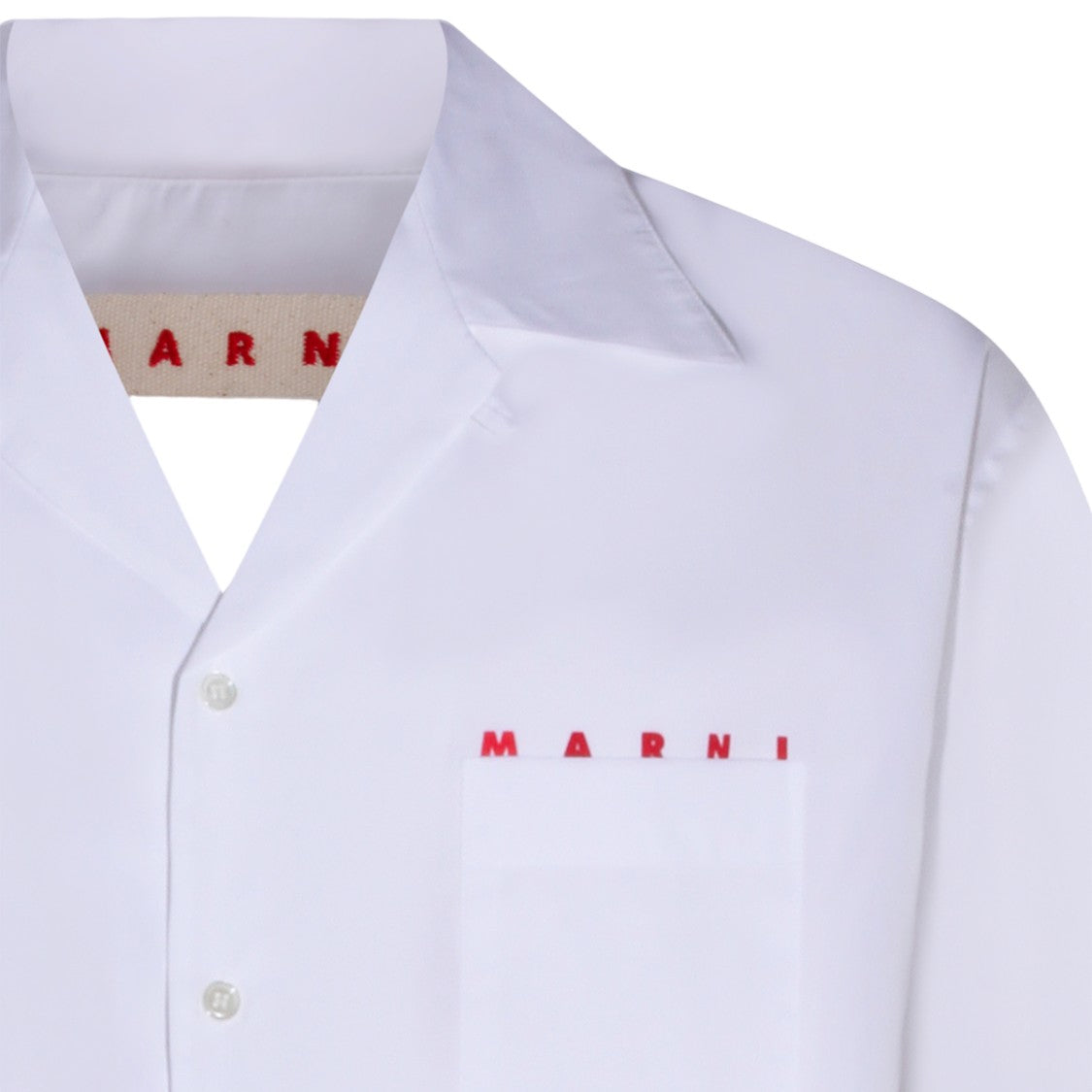 Marni Short-Sleeved White Shirt With Button-Down Collar
