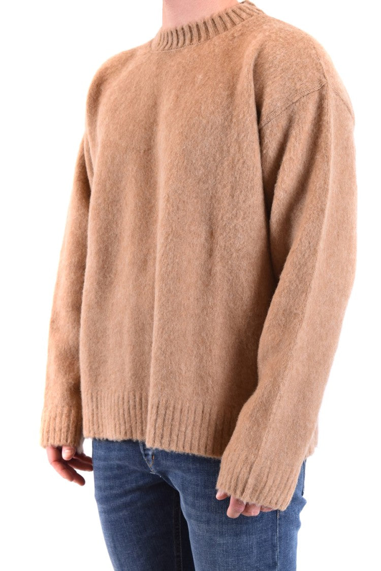 Paura Relaxed Fit Round Neck Wool Sweater
