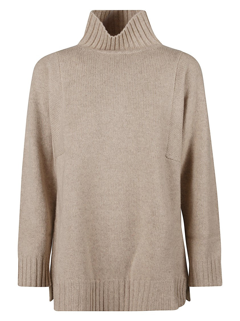 Max Mara Aceti High Ribbed Cashmere Turtleneck Sweater