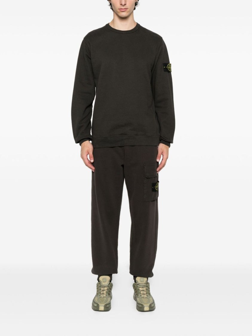 Stone Island Classic Fit Black Trousers With Ribbed Cuffs