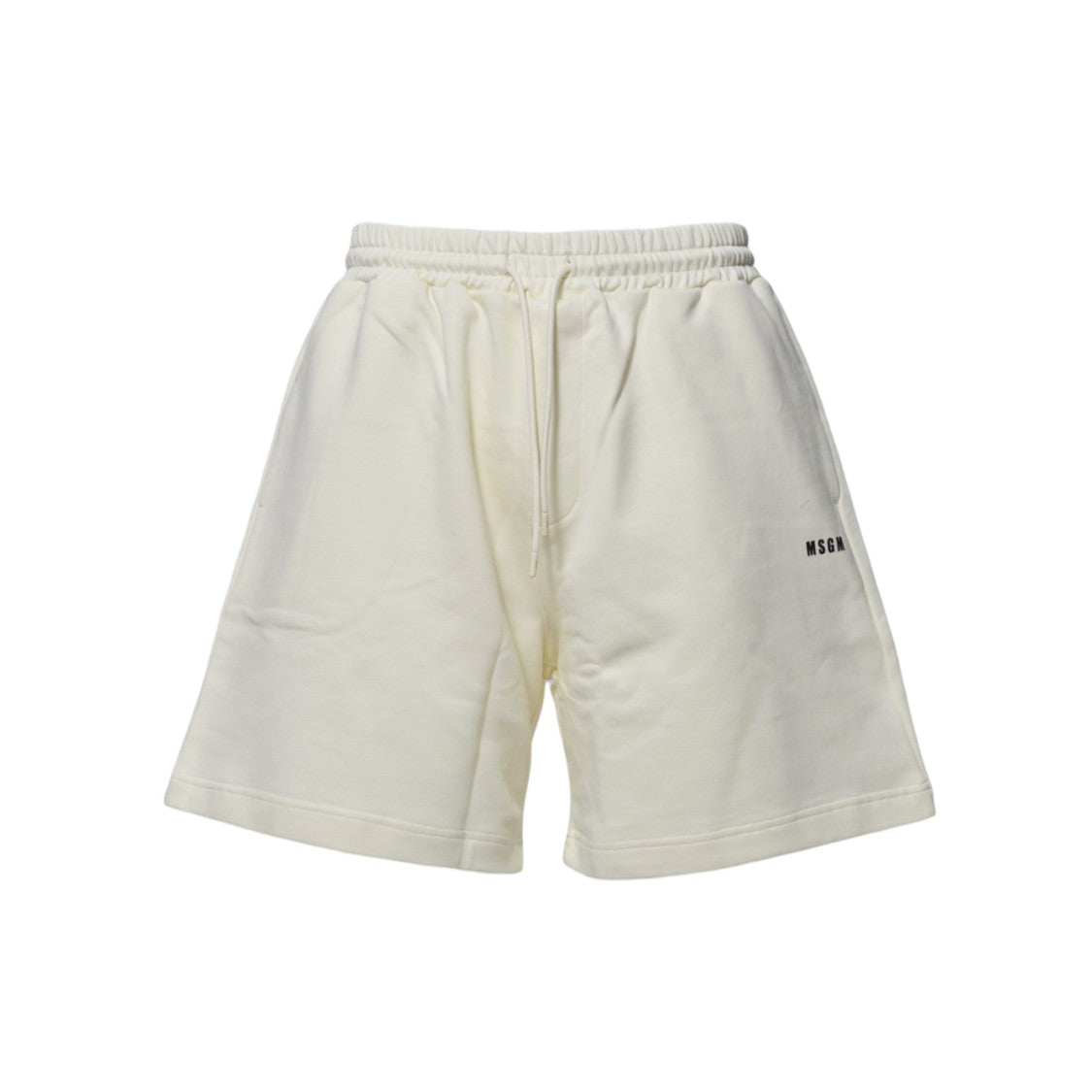Msgm Cream Cotton Sports Shorts With Logo
