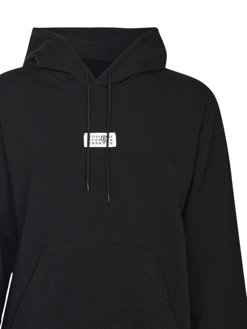 Mm6 By Maison Margiela Black Numerical Logo Patch Cotton Sweatshirt