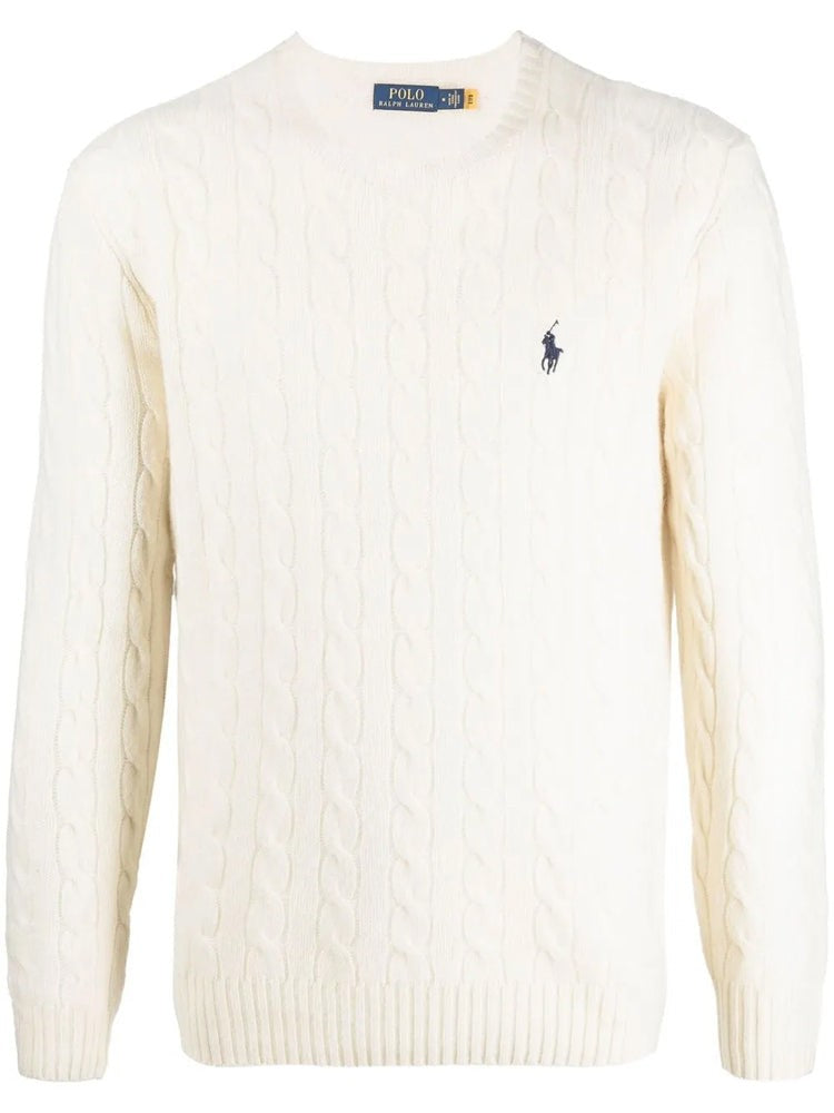 Polo Ralph Lauren Cable Knit Pullover Sweater With Crew Neckline And Ribbed Finish