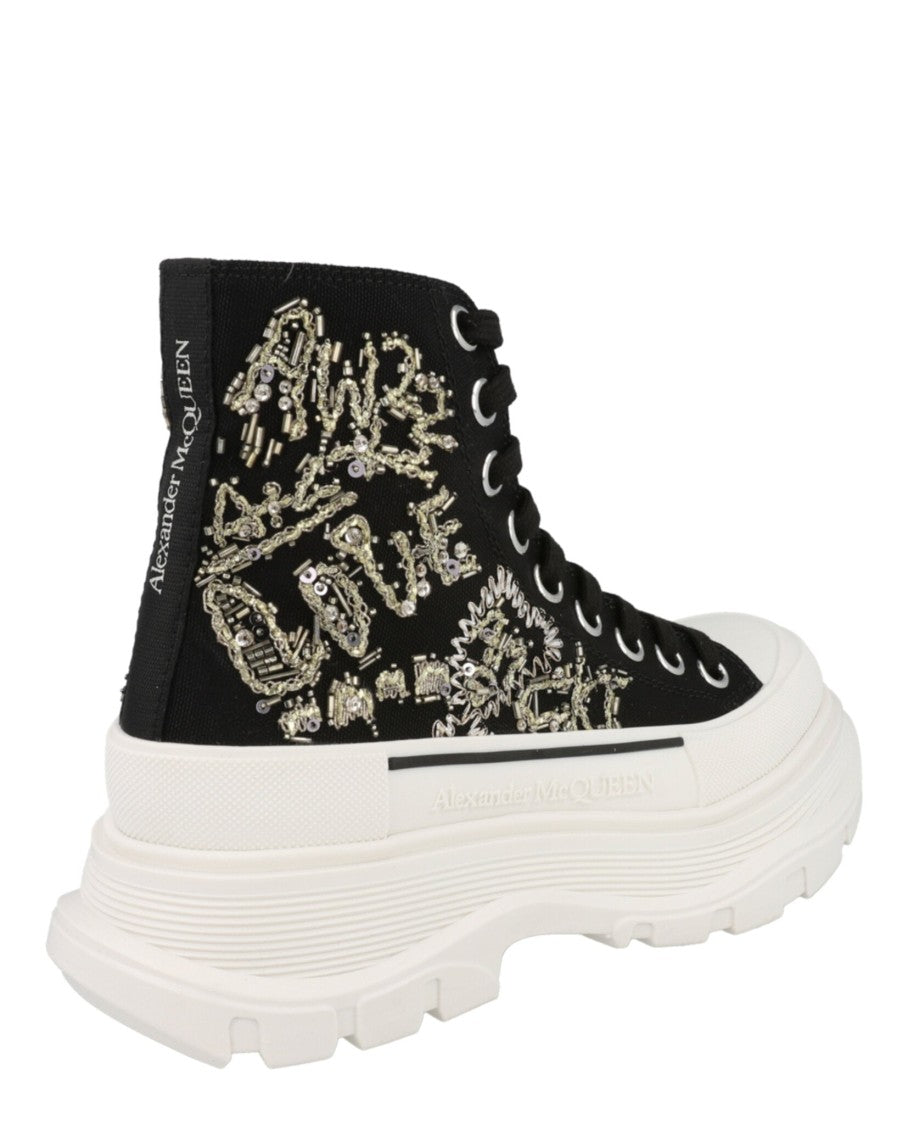 Alexander Mcqueen Crystal Embellished Tread Slick Boots