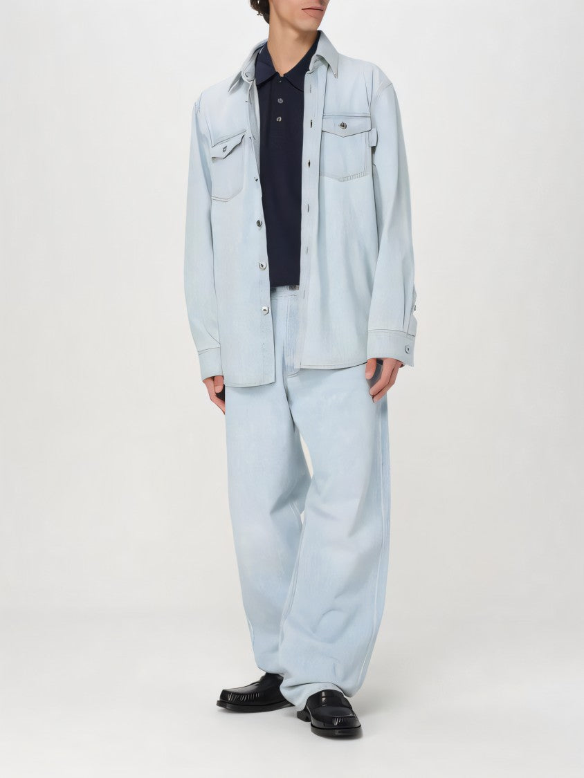 Bottega Veneta Black Cotton Polo Shirt With Classic Design