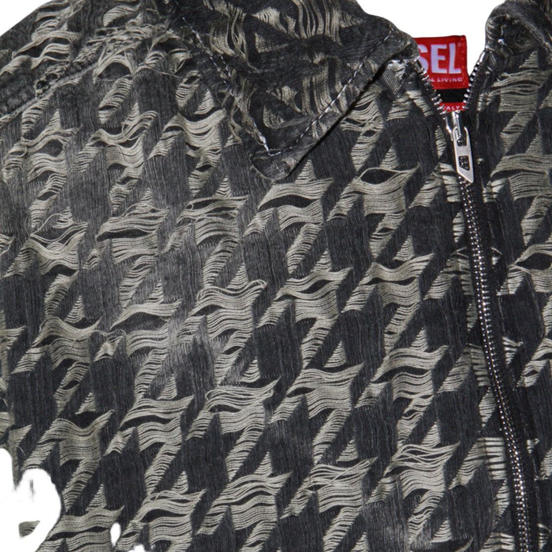 Diesel Textured Houndstooth Jacket With Distressed Finish
