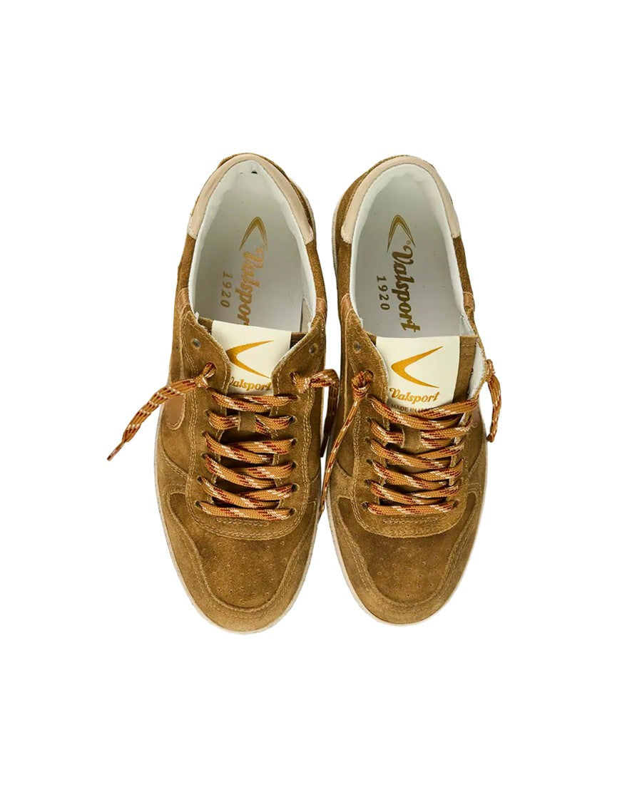 Valsport Davis Cognac Low-Top Suede Leather Sneakers
