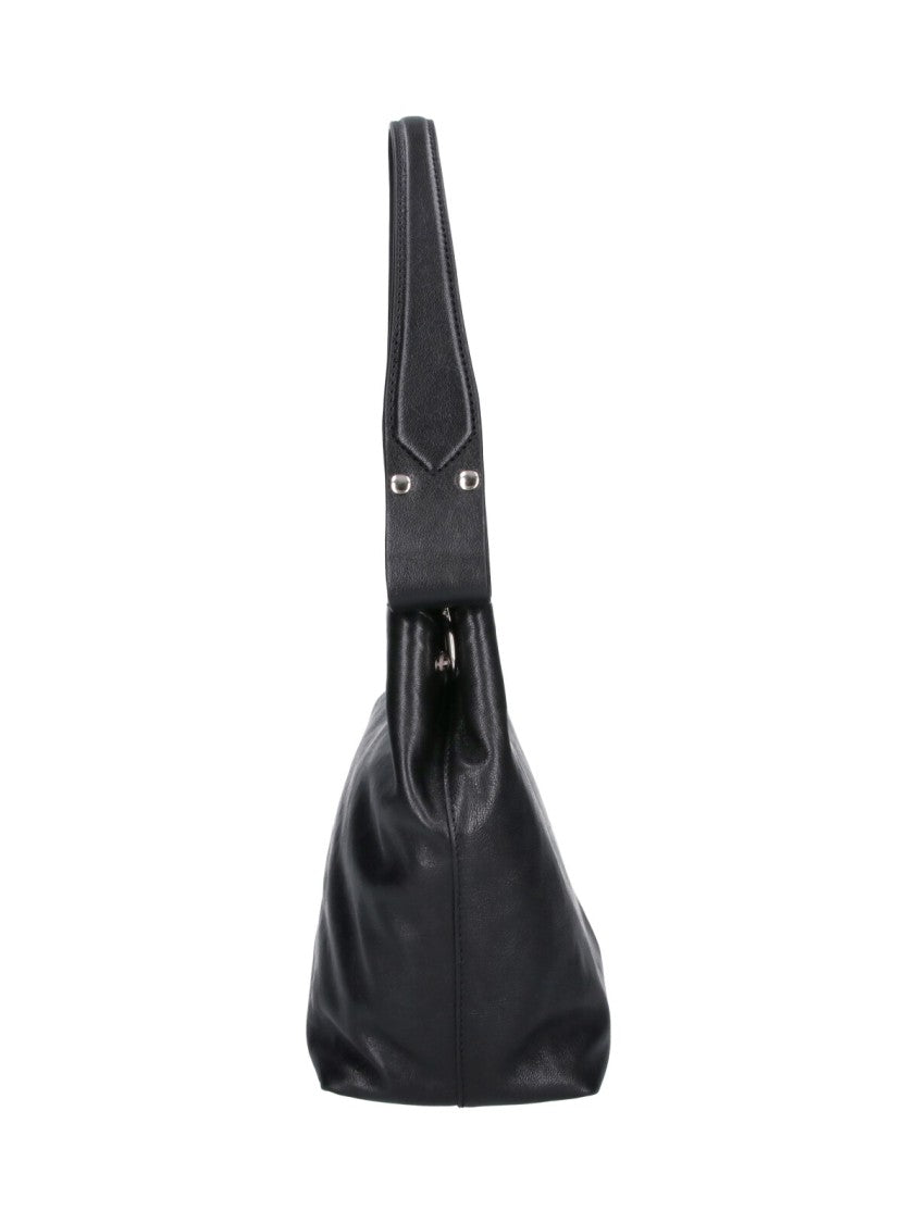 Vivienne Westwood Sophisticated Black Calf Leather Shoulder Bag