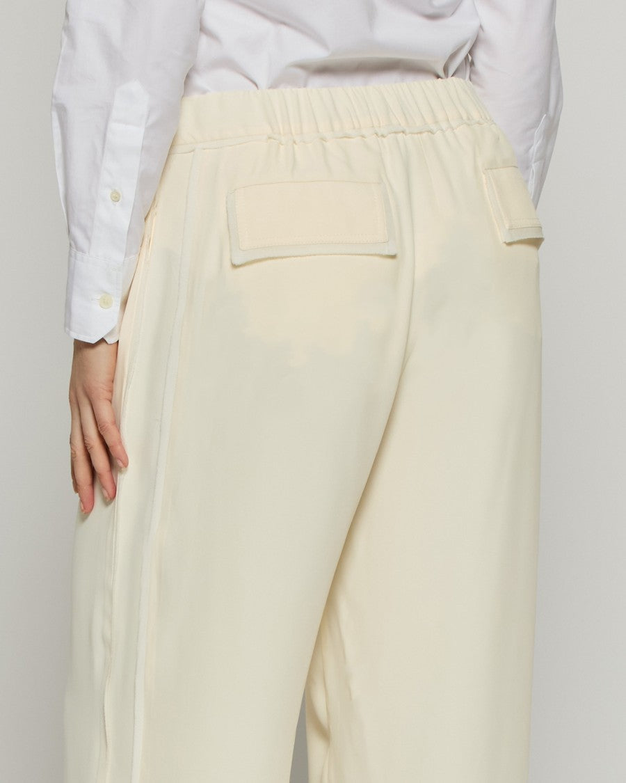 Serena Bute Tailored Trouser With Georgette Trim - Cream
