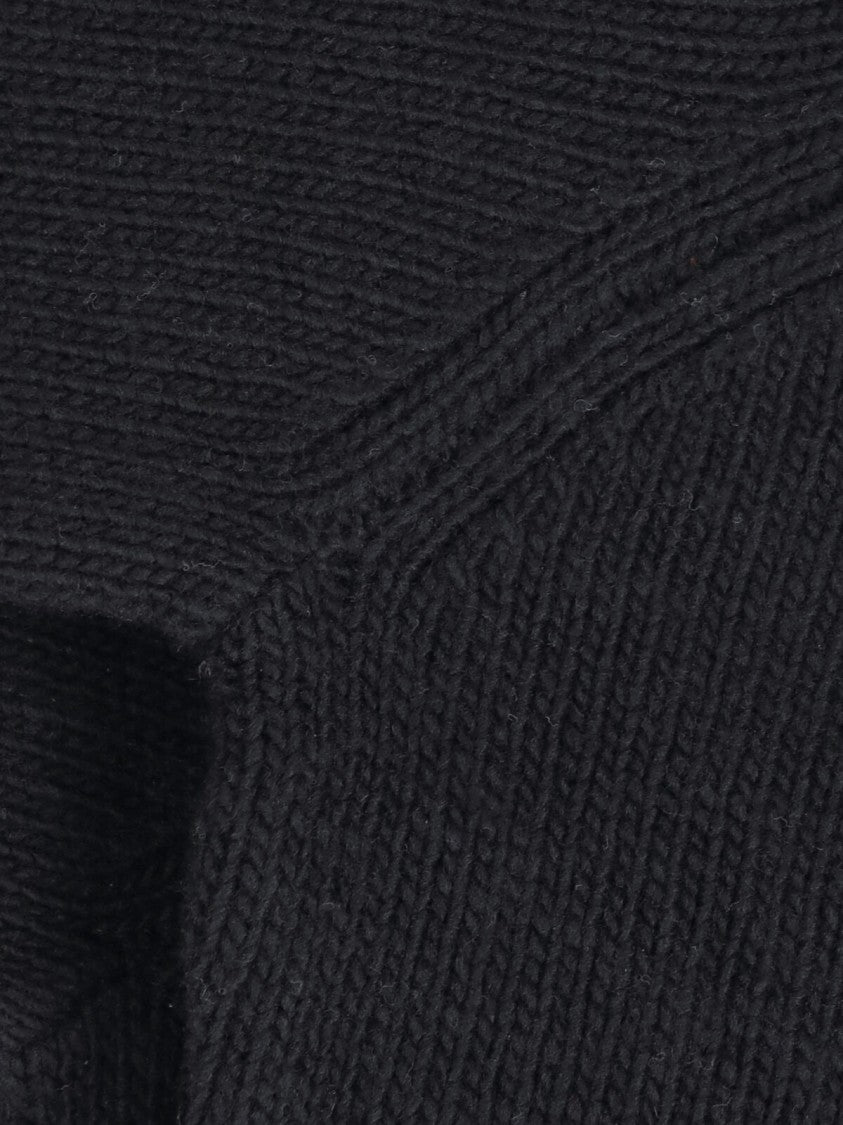 Maison Kitsuné Long Sleeve Black Sweater With Round Neckline