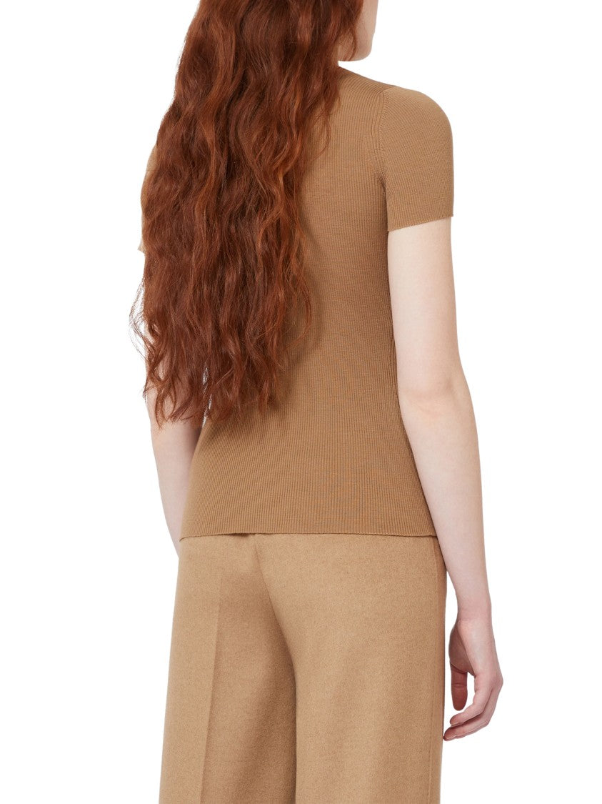 Max Mara Ribbed Knit Sweater With High Mock Neck