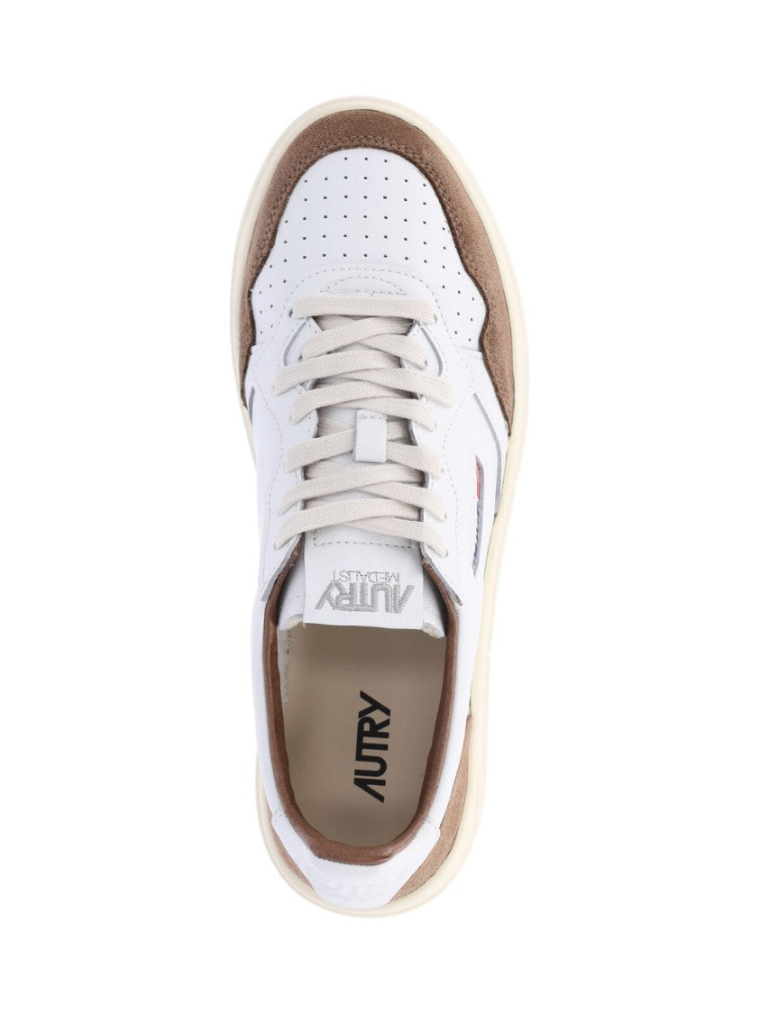 Autry Low-Top Sneakers With Brown Suede Overlays