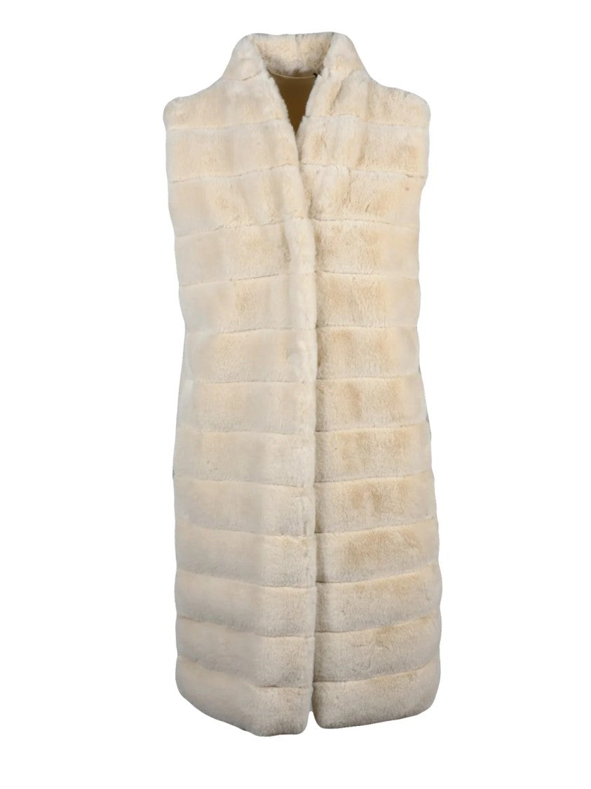 Emme By Marella White Polyester-Blend Hook Pinosa Sleeveless Vest