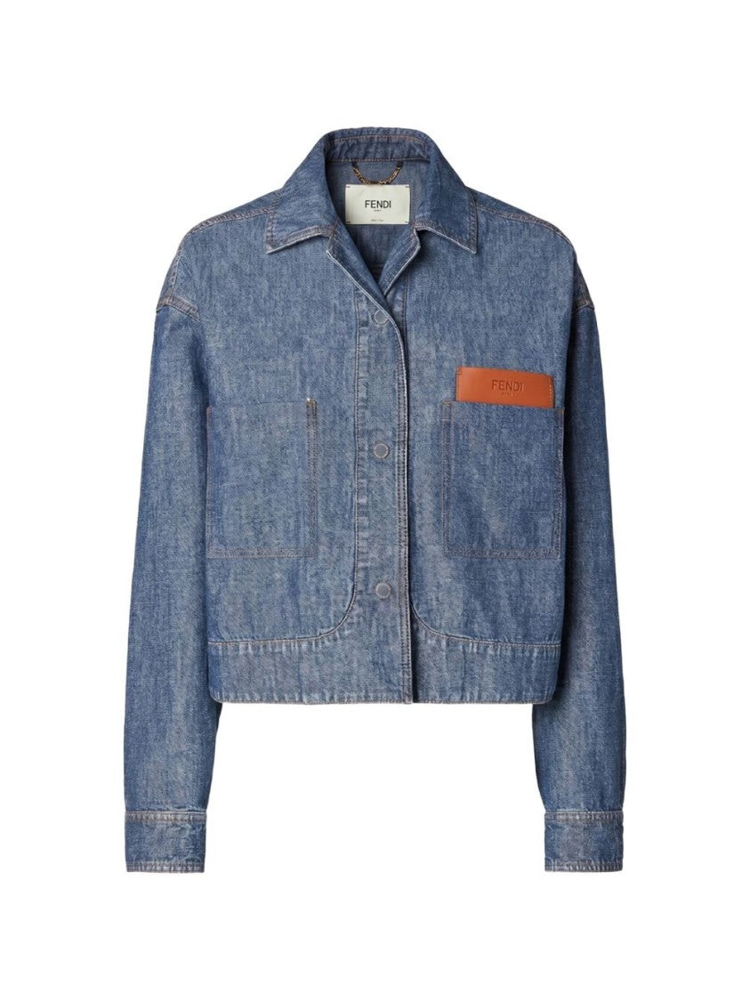 Fendi Cropped Denim Overlapping Panel Jacket
