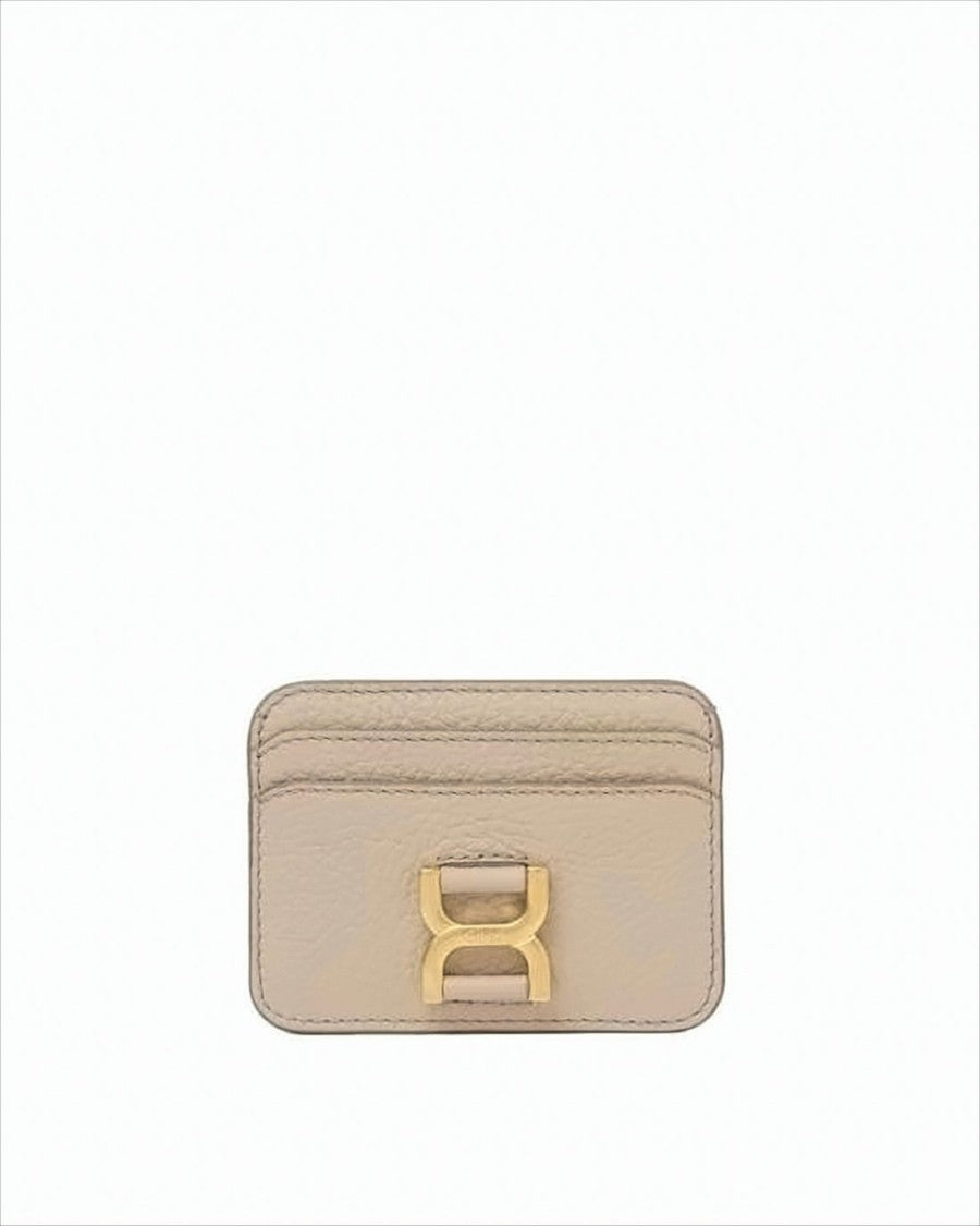 Chloé Textured Calf Leather Cardholder With Gold-Tone Logo