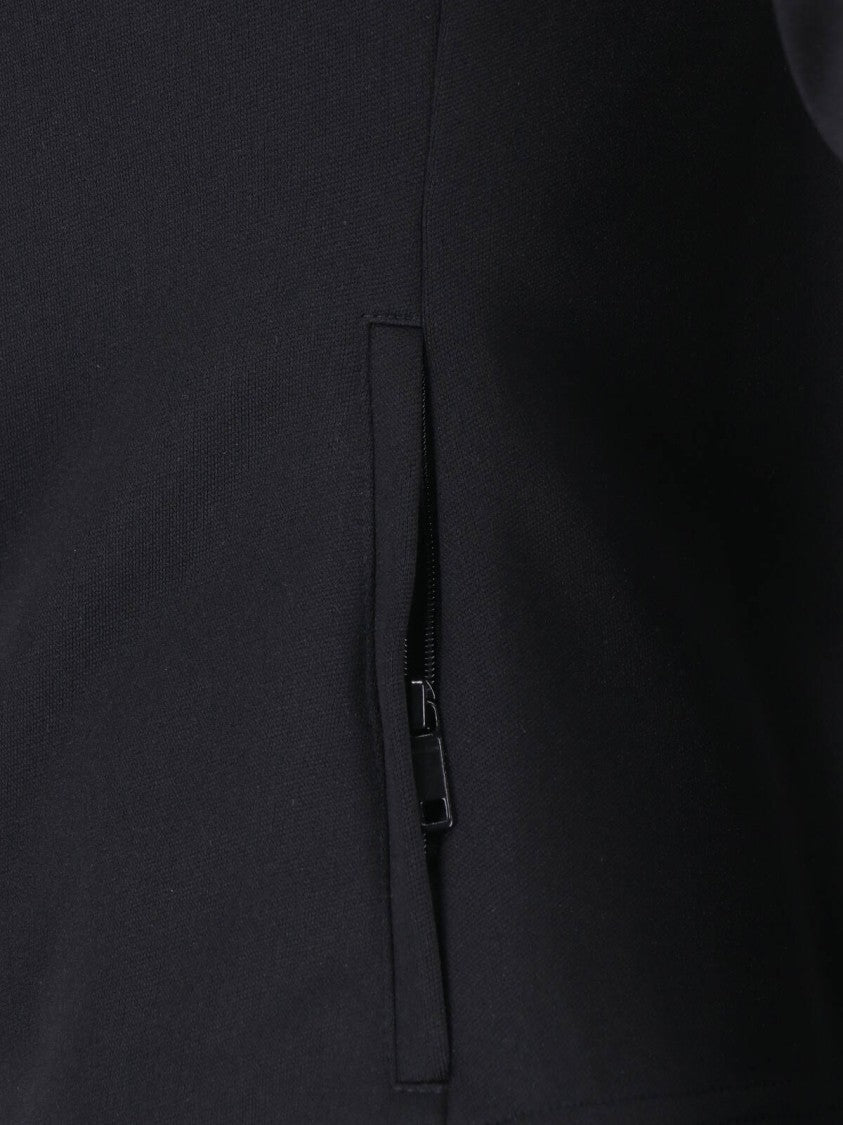 Courrèges Black High Collar Zip Fabric Sweatshirt