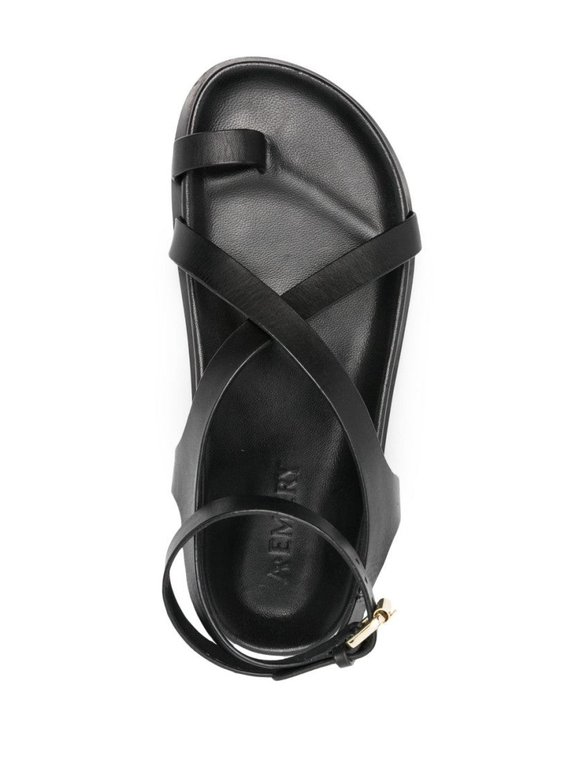 A.Emery Black Minimalist Sandals With Crisscross Straps