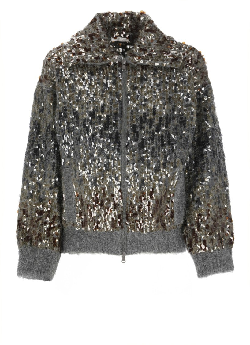 Brunello Cucinelli Mohair Cardigan With Paillettes