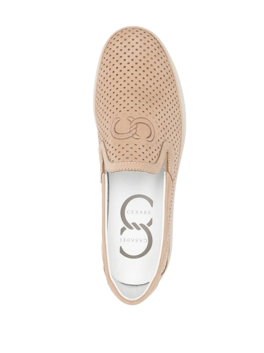 Casadei Perforated Leather Slip-On Loafers