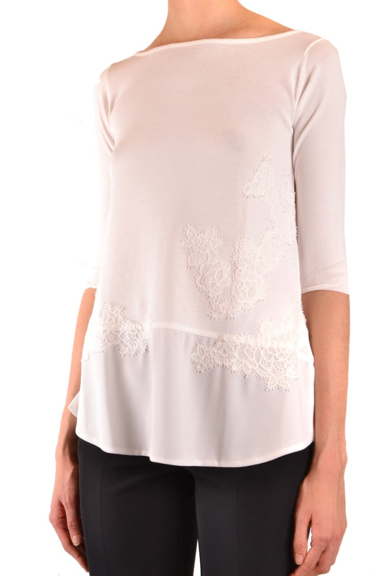 Ermanno Multicolor Sweater With Lace Appliqué