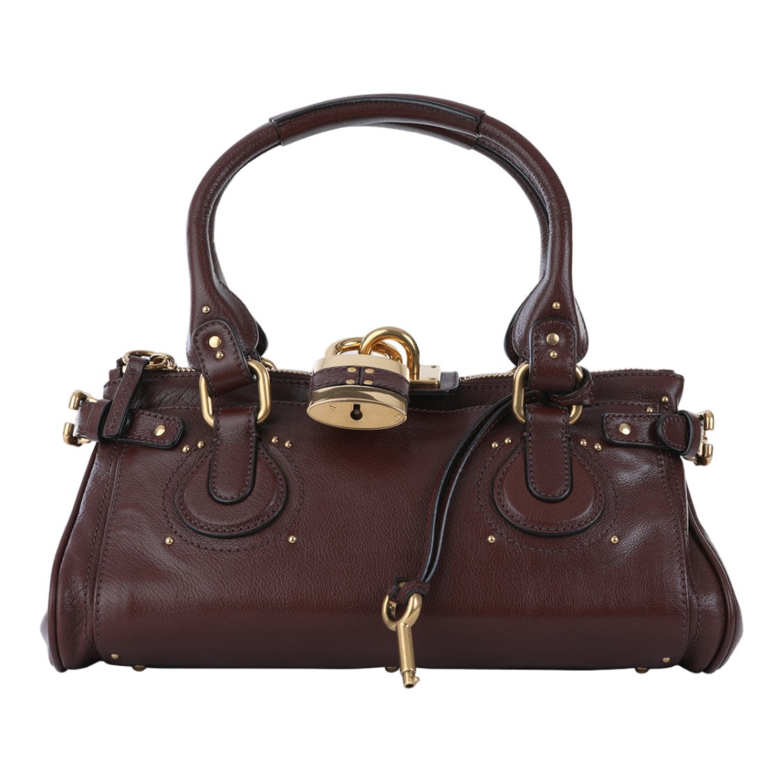 Chloé Structured Dark Brown Leather Handbag With Gold-Tone Hardware