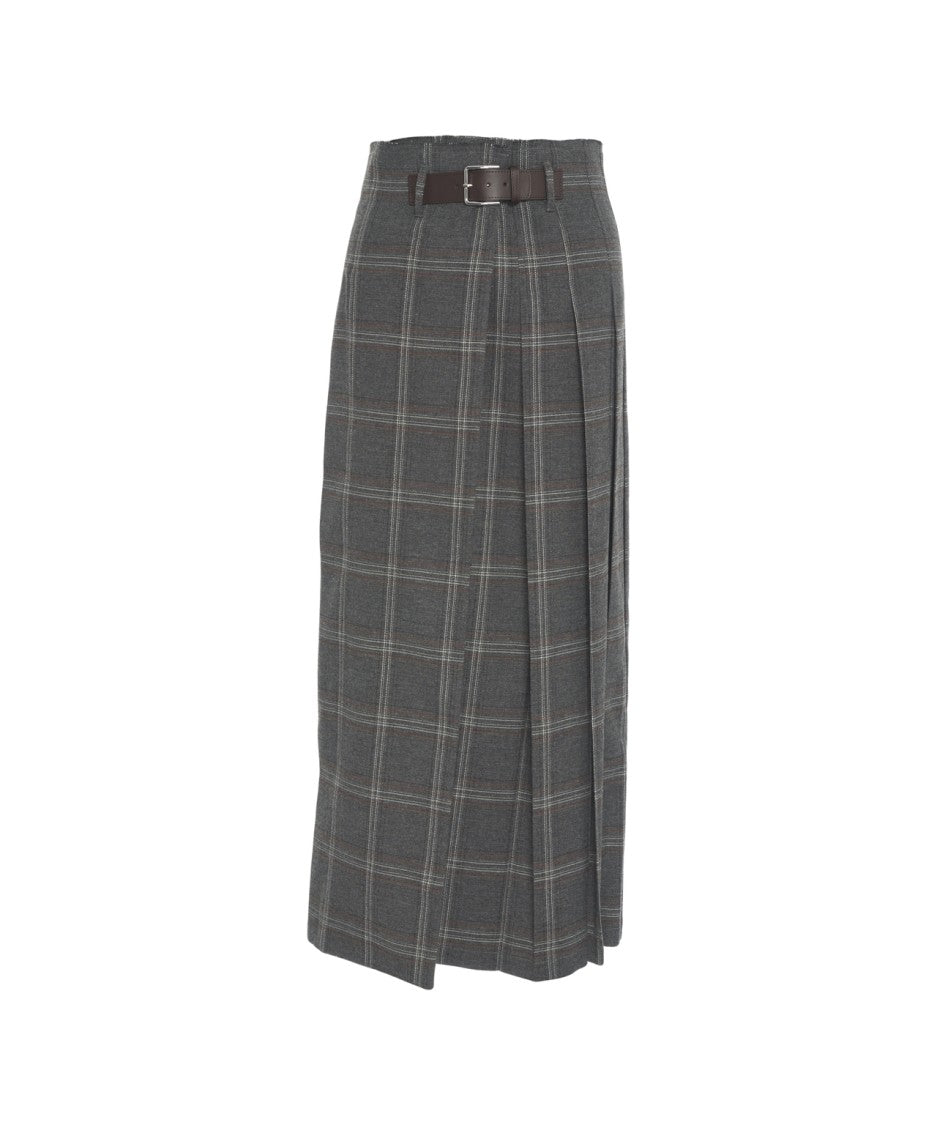 Department Five Maxi Skirt With Captivating Check Pattern And Pleated Design