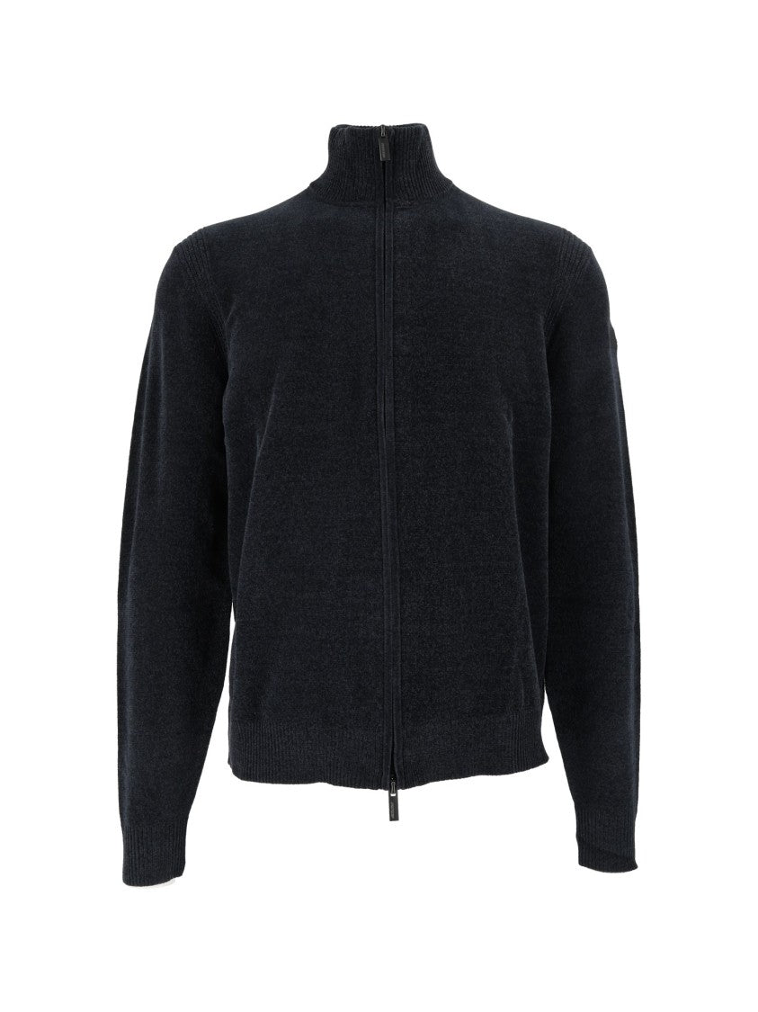 Rrd Plush Velvet High-Collar Full-Zip Knit Sweater