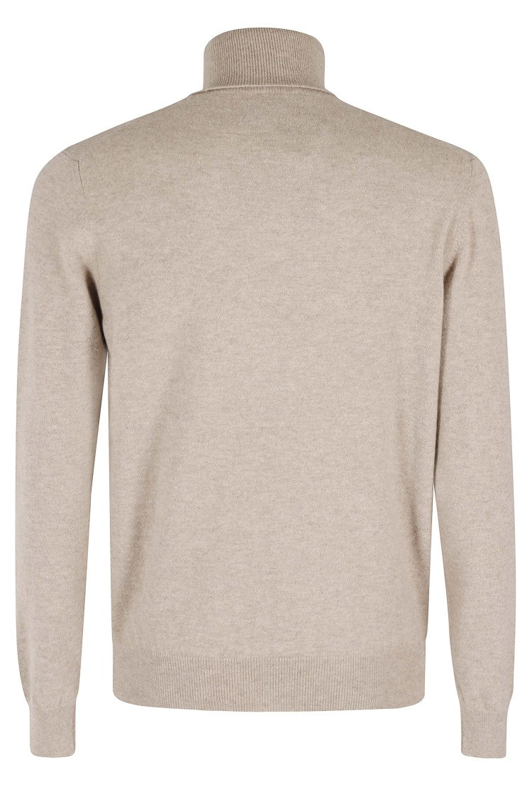 Malo High-Collar Walnut Wool Sweater